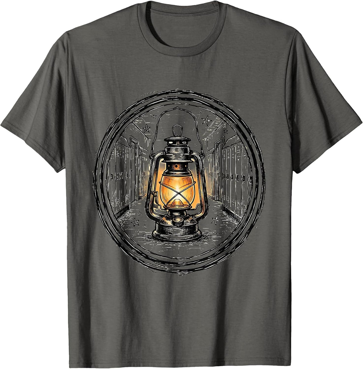 Men's Glowing Hallway Lantern Sped Teacher Gift T-Shirt - Asphalt Grey