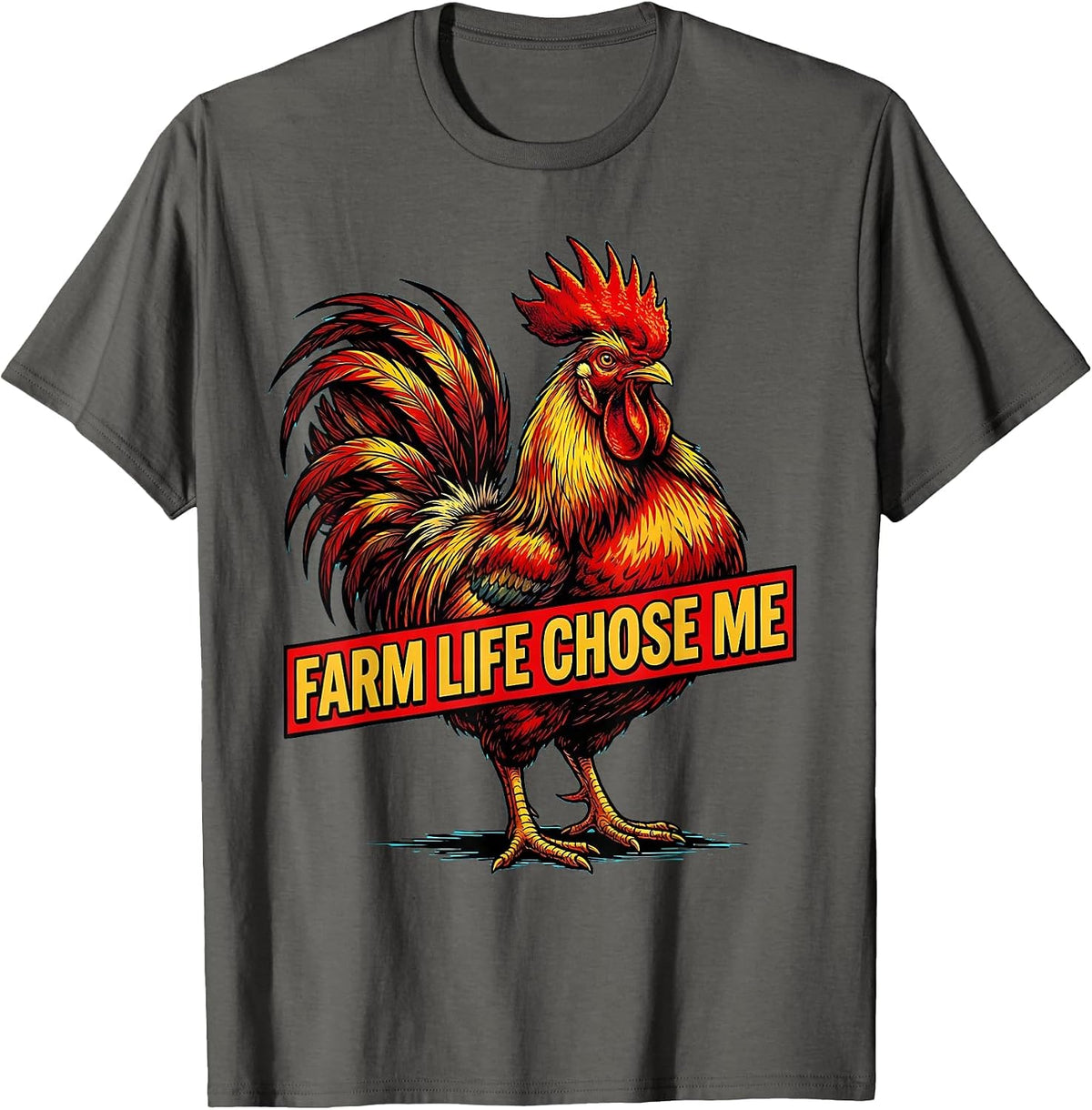 Farm Life Chose Me Country Living Design T-Shirt - Asphalt Grey
