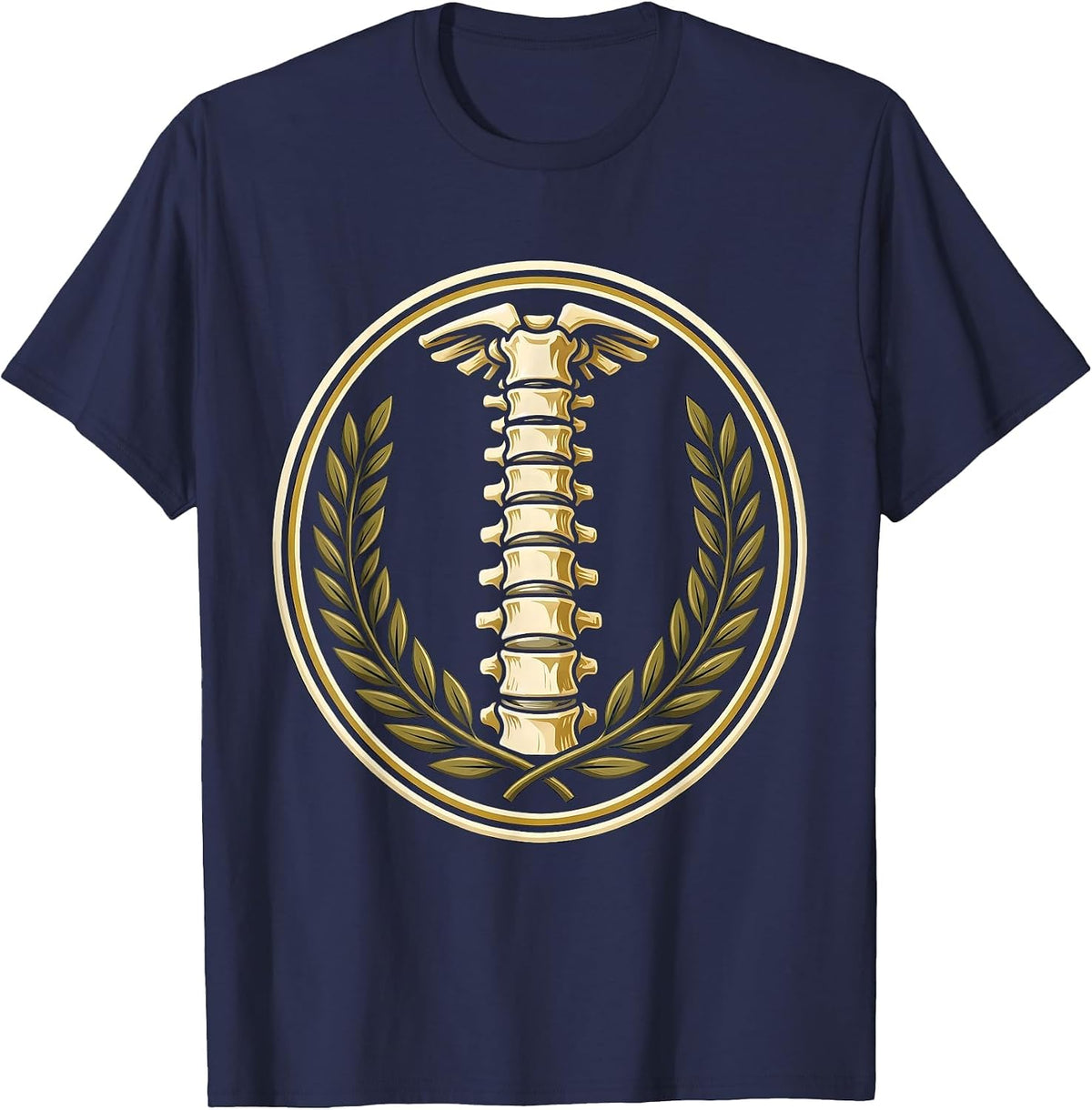 Glowing Spine Vertebrae Alignment Physical Therapy T-Shirt - Navy Blue