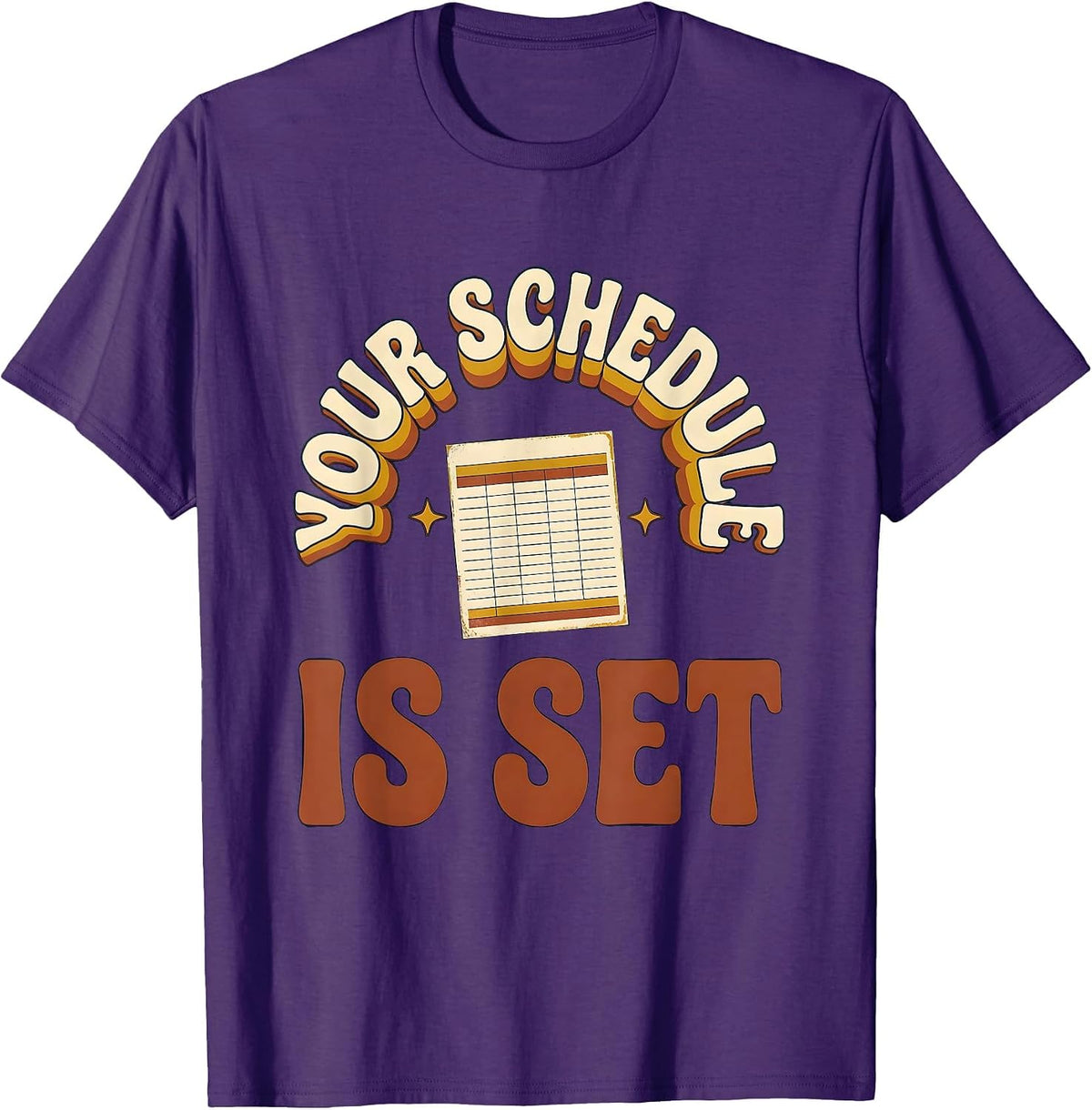 Your Schedule Is Set Vintage Groovy School Counselor Back T-Shirt - Purple