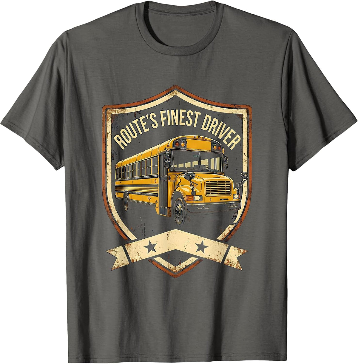 Men's Route's Finest Driver Vintage Funny School Bus Driver T-Shirt - Asphalt Grey