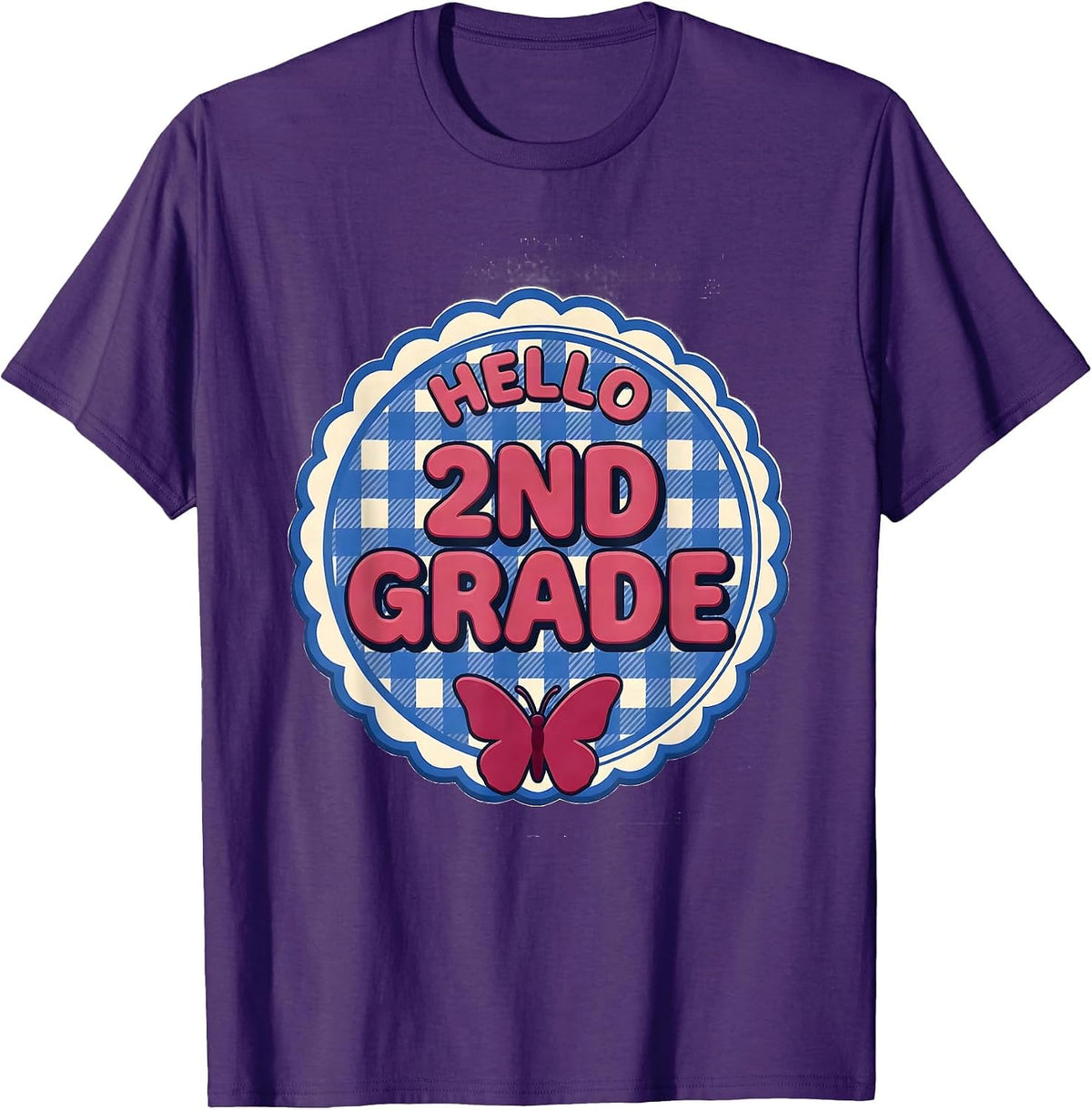 Men's Hello 2nd Grade Cute Coquette Bow Back to School Second T-Shirt - Purple