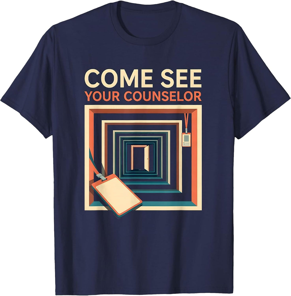 Men's Come See Your Counselor Groovy Retro School Counselor T-Shirt - Navy Blue