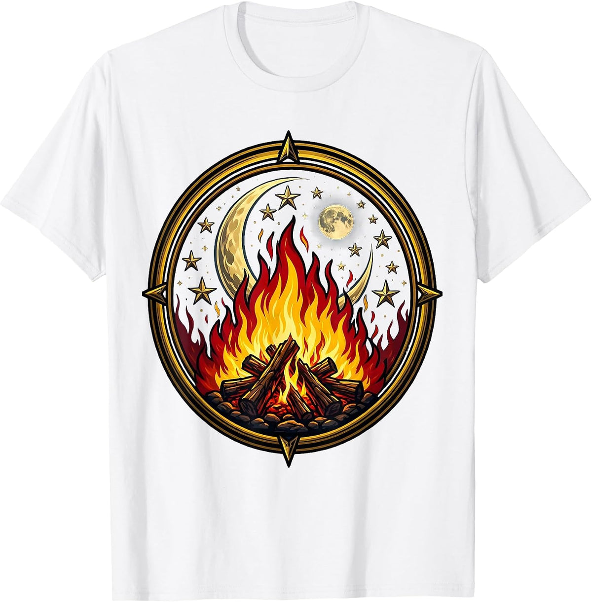 Men's Campfire Night Sky Freedom Graphic Tee T-Shirt - White