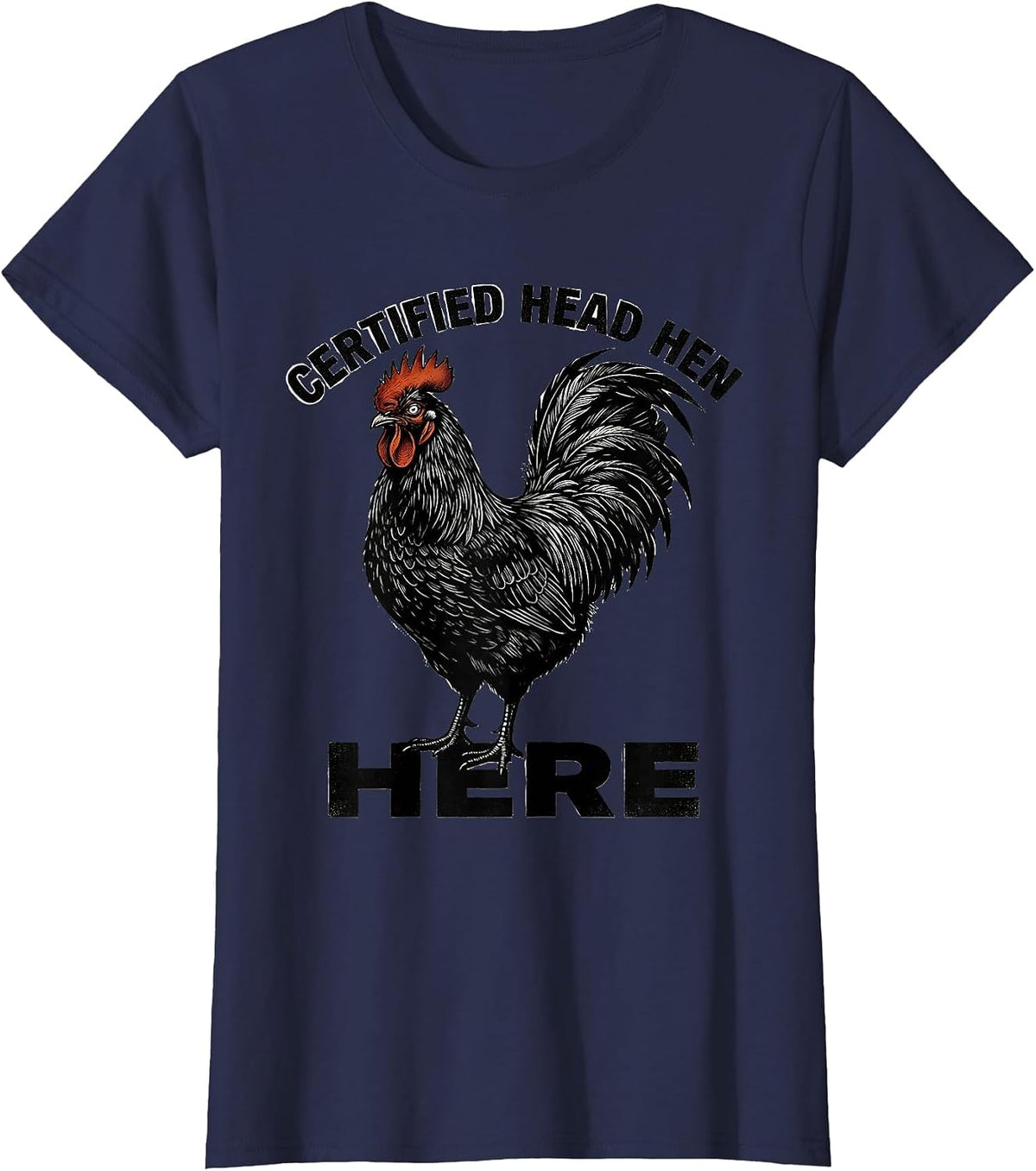 Women's Certified Head Hen Chicken Lover Design T-Shirt - Navy Blue