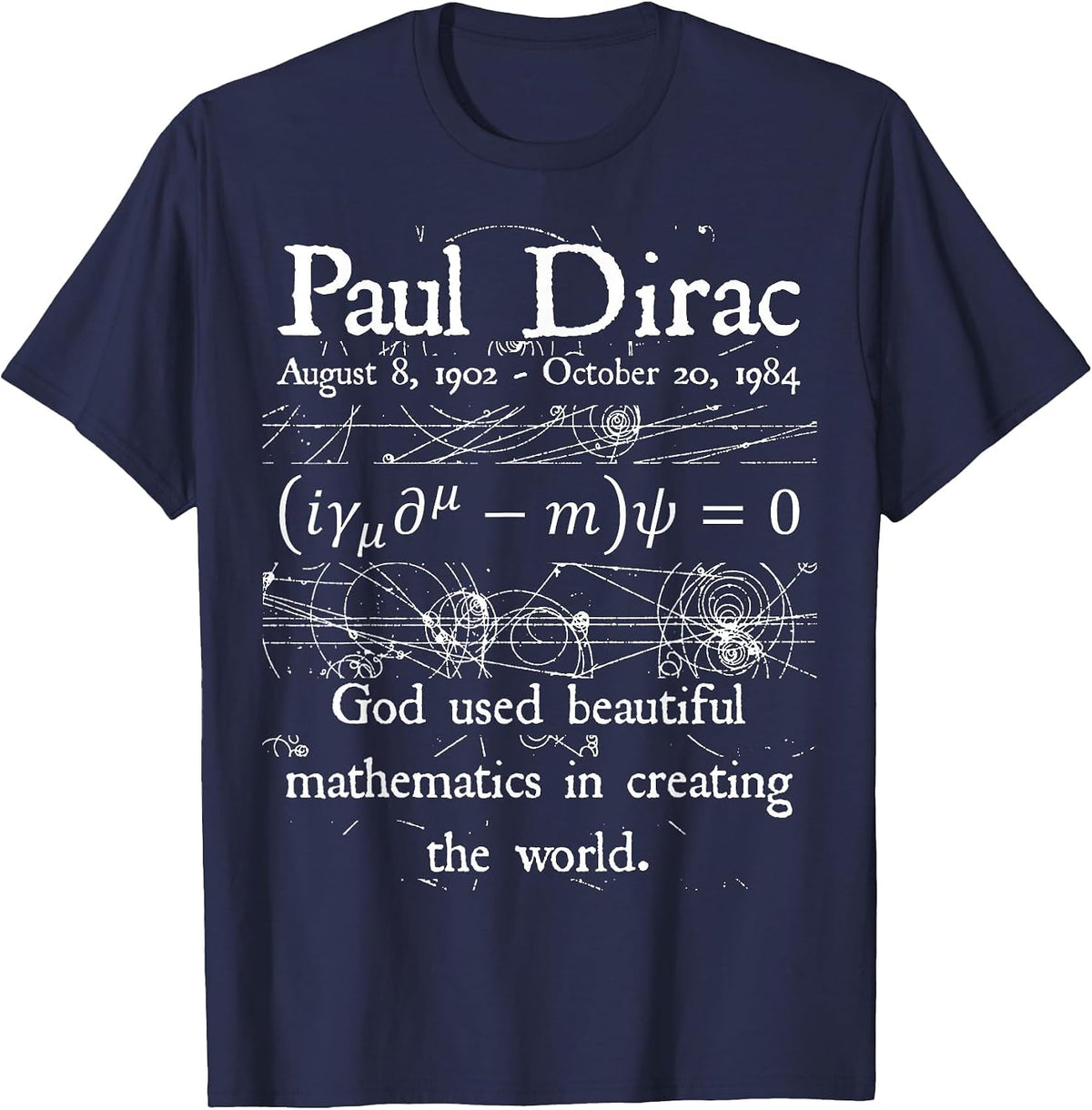 Nerdy Funny Dirac Equation God Beautiful Mathematics Teacher T-Shirt - Navy Blue