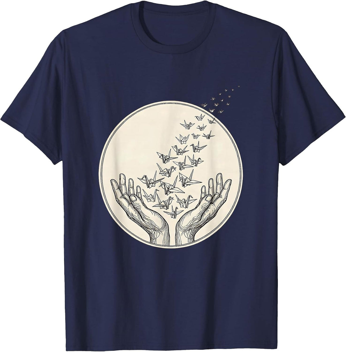 Men's Autism Awareness Paper Cranes Release Graphic T-Shirt - Navy Blue