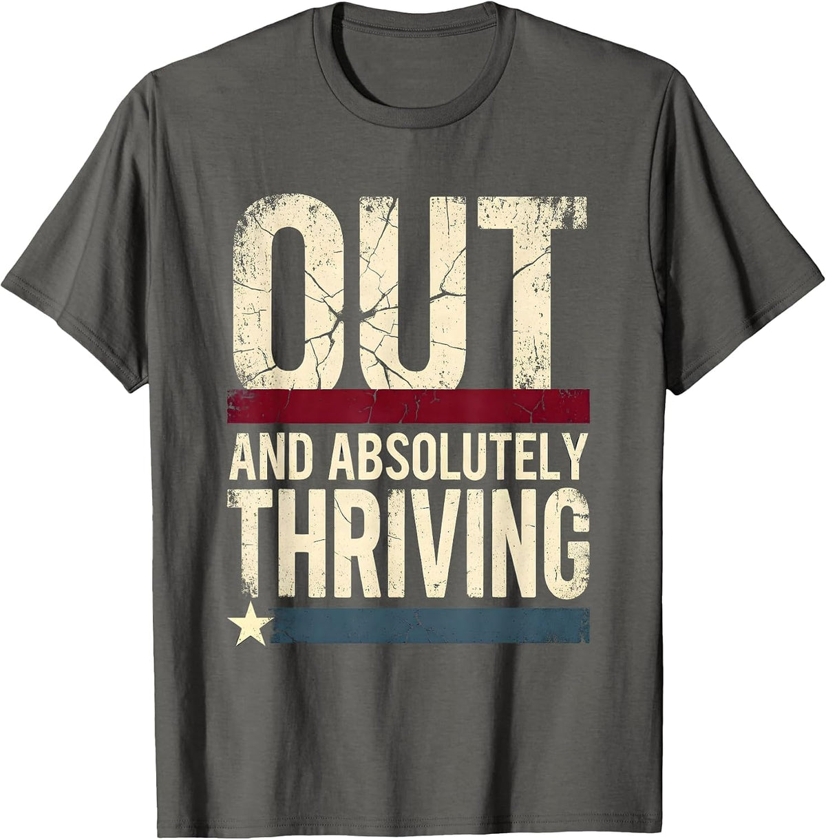 Men's Out and Absolutely Thriving Pride Graphic Design T-Shirt - Asphalt Grey