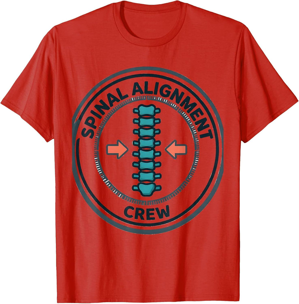 Men's Spinal Alignment Crew Funny Chiropractor Anatomy Humor T-Shirt - Red