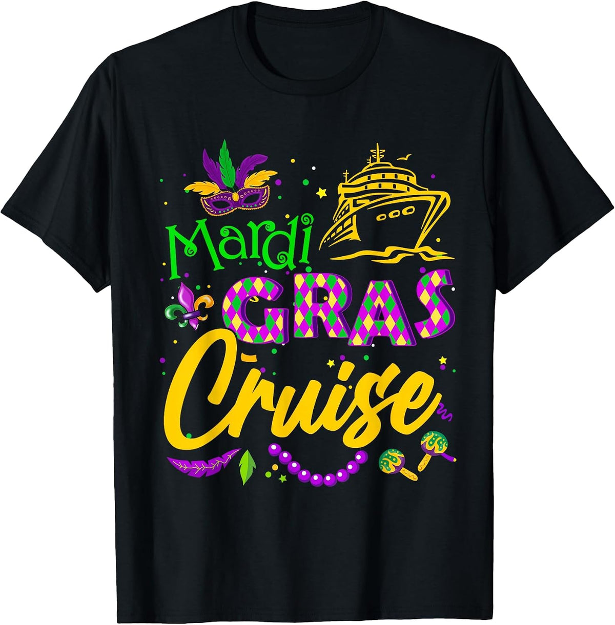 Mardi Gras Cruise Squad 2024 Matching Group Family Vacation T-Shirt - Black