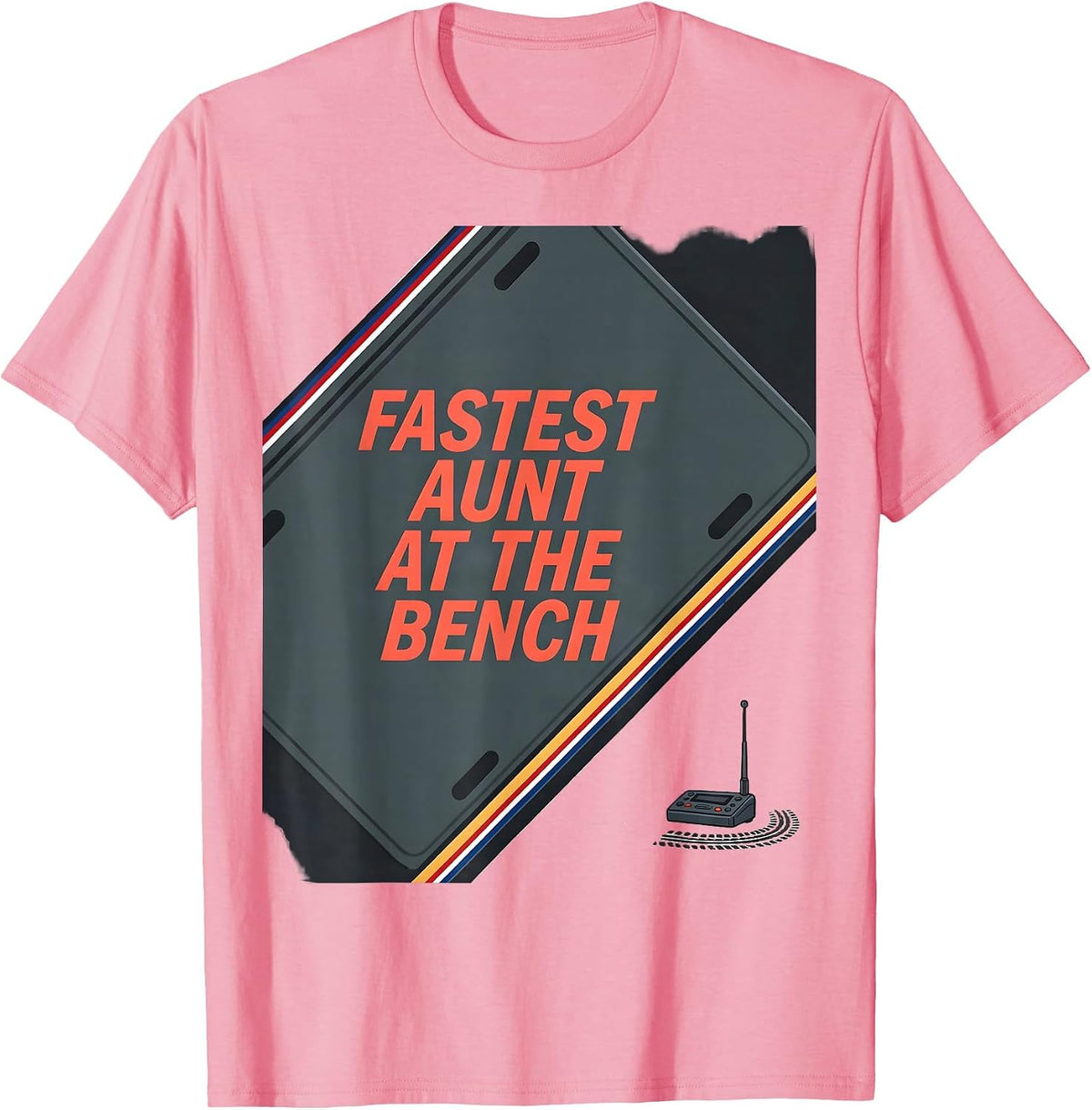 Men's Fastest Aunt At The Bench Patriotic RC Car Racing Drag Strip T-Shirt - Pink