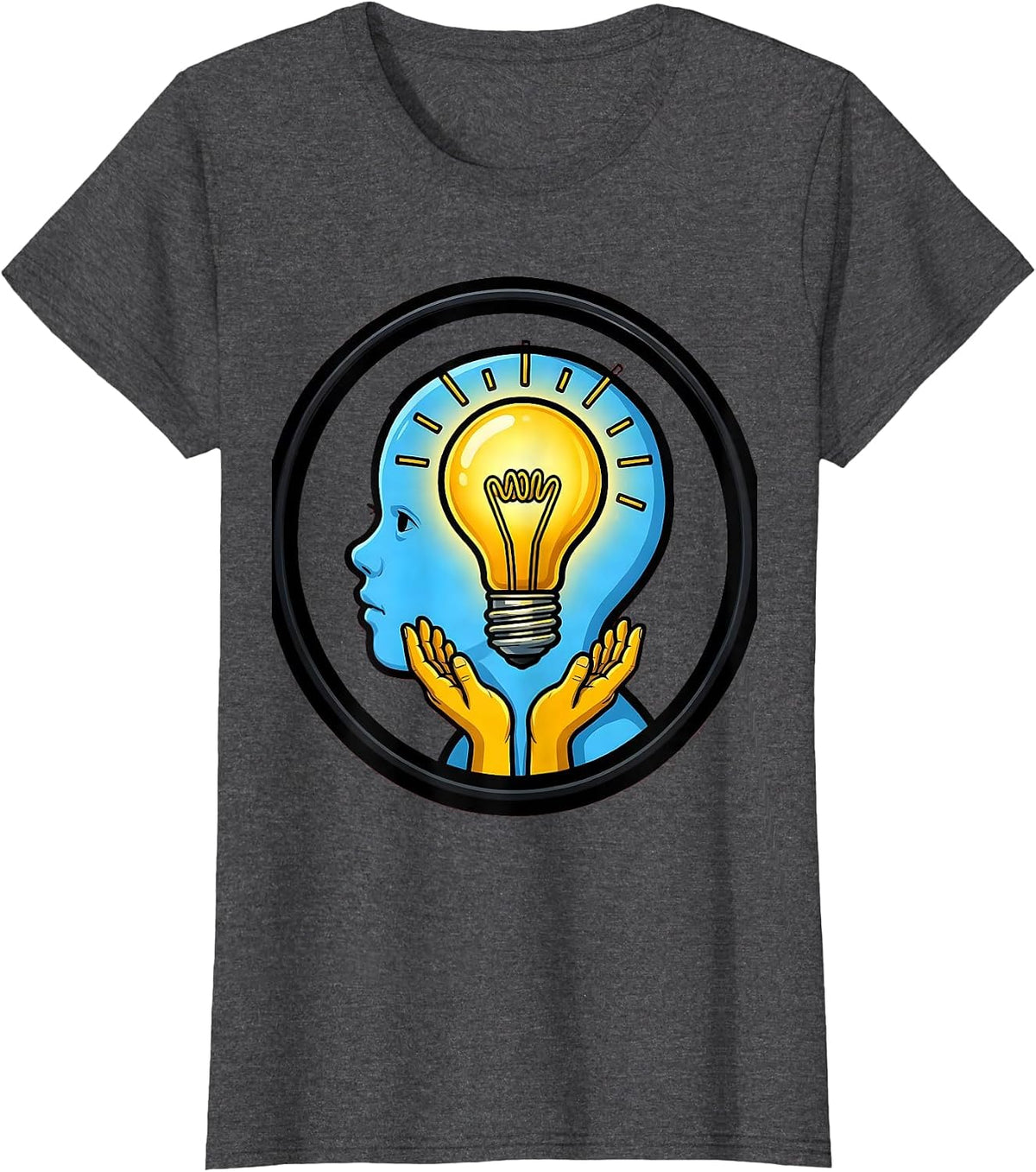 Women's Sped Teacher Glowing Lightbulb Mind Graphic T-Shirt - Dark Heather Grey