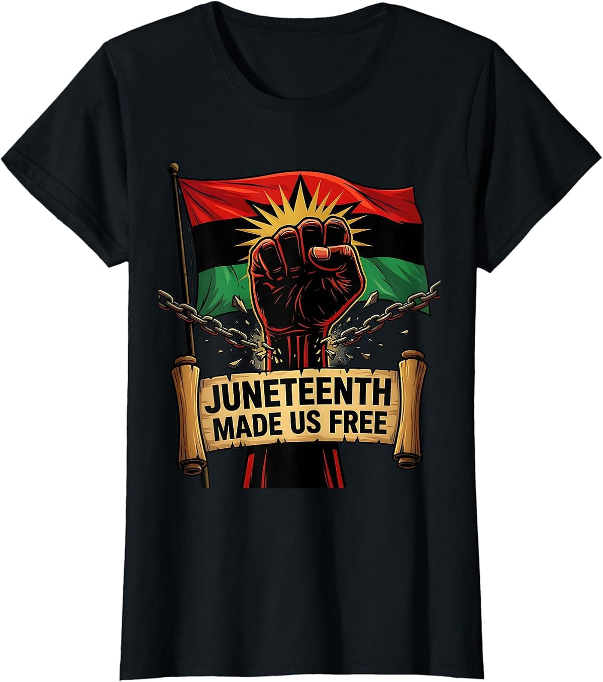 Juneteenth Made Us Free Men's Celebration Design T-Shirt - Black