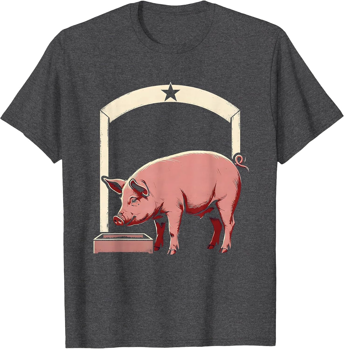 Men's Pig Lover Showcard Farm Humor Casual T-Shirt - Dark Heather Grey