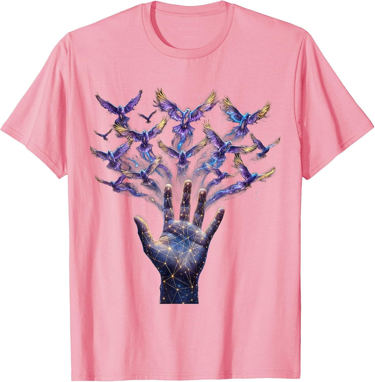 Men's Autism Awareness Colorful Birds Freedom Design T-Shirt - Pink