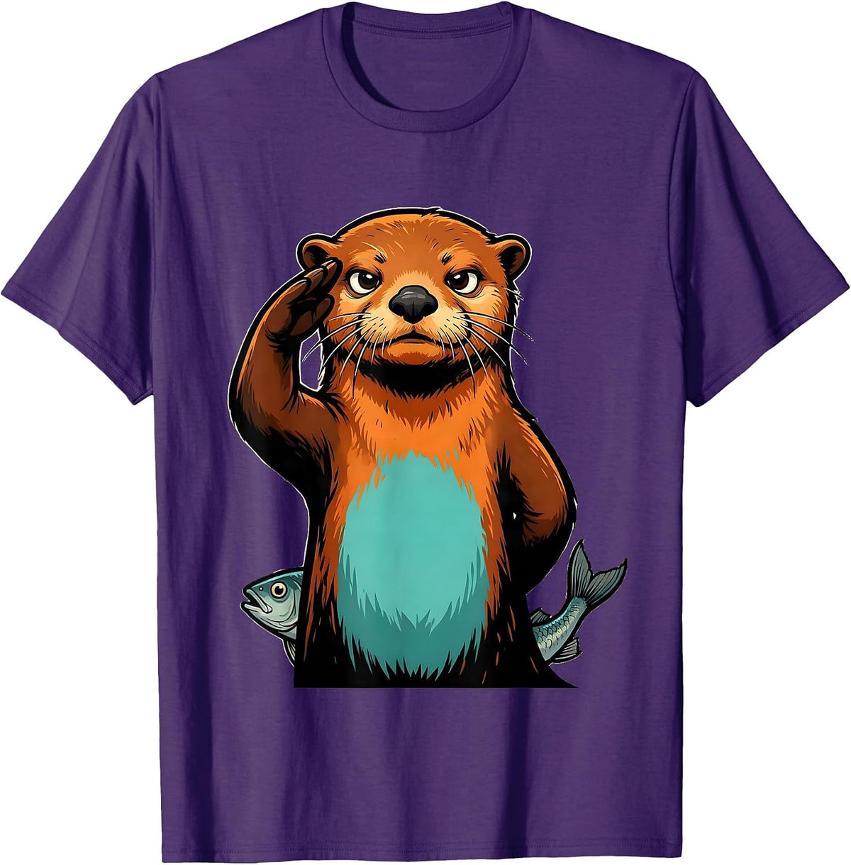 Sea Otter Cartoon Funny Otter Lover Gift T-Shirt - Purple