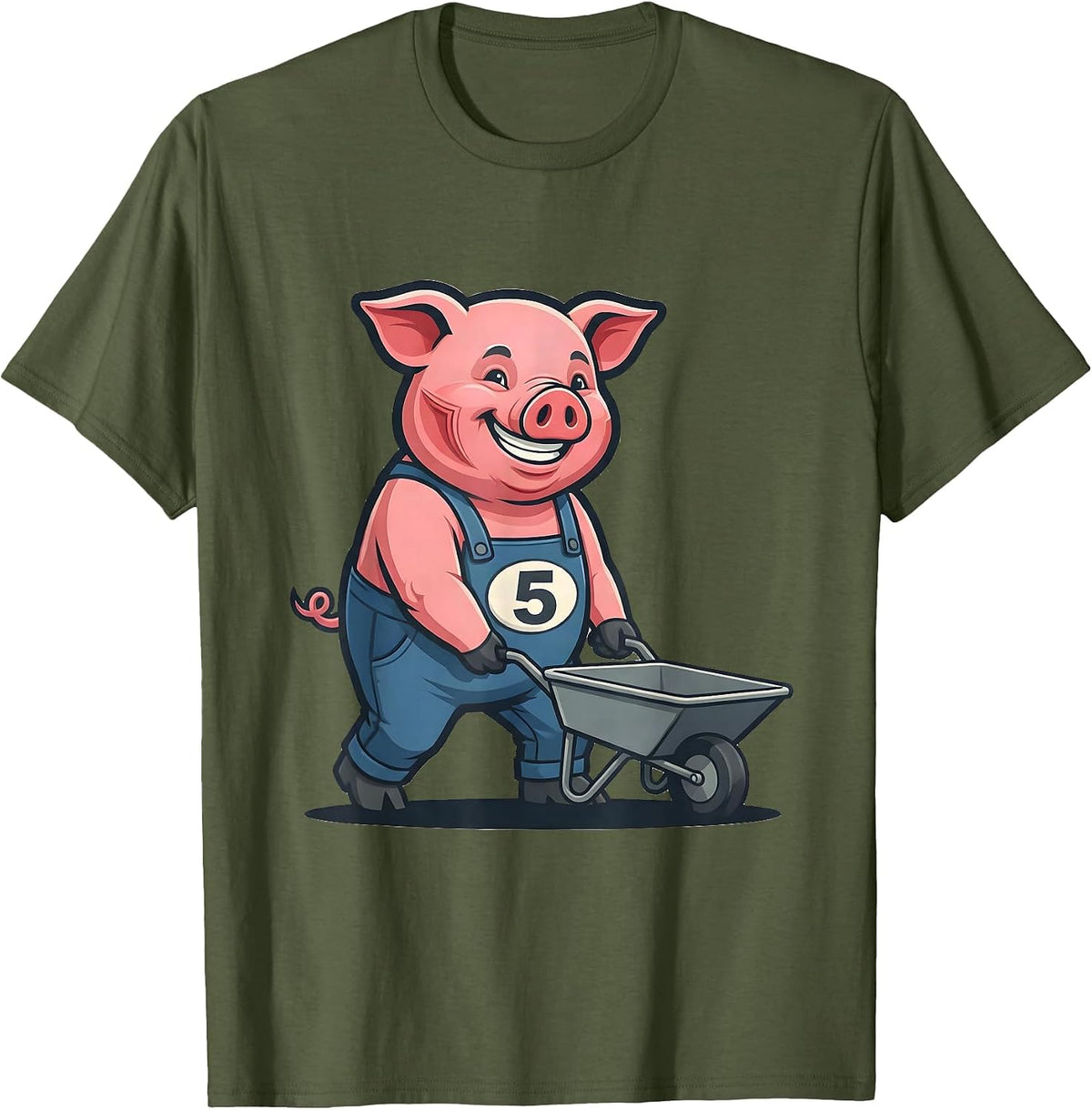 5 Funny Pig Lover Halloween Costume T-Shirt - Olive Green