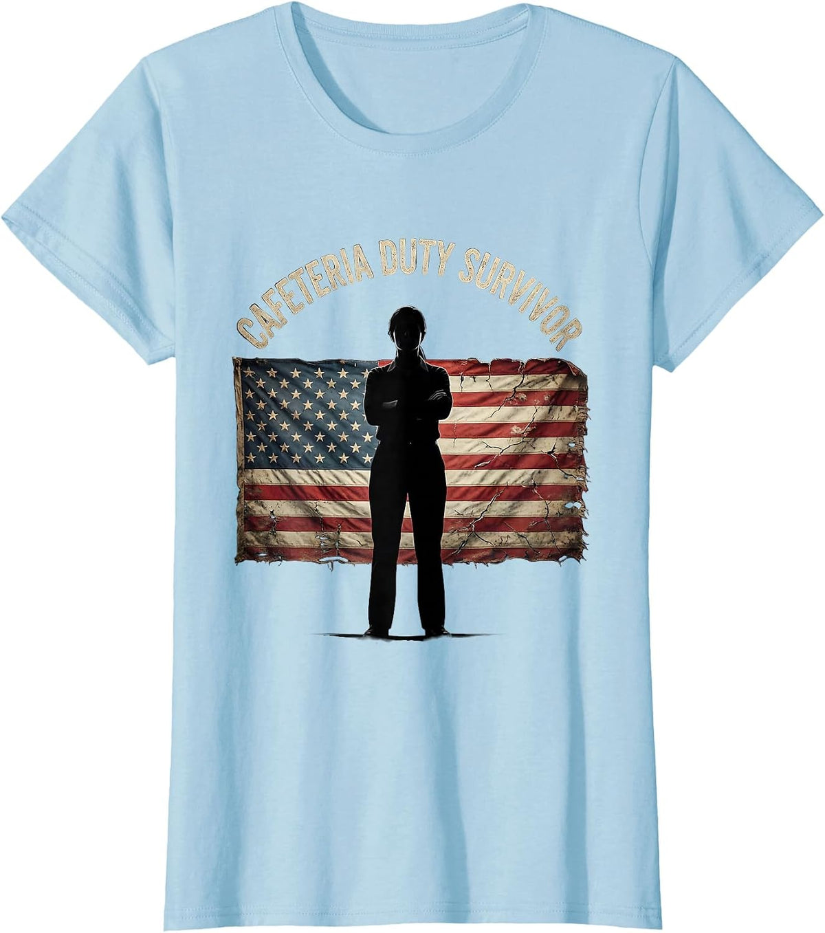 Cafeteria Duty Survivor Funny Teacher Design T-Shirt - Baby Blue