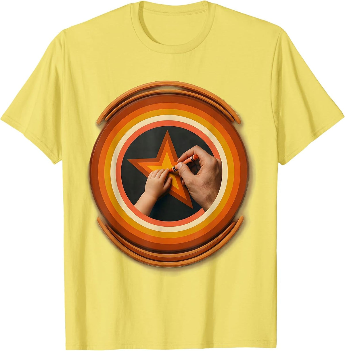 Men's Special Education Teacher Guiding Hand Drawing Star T-Shirt - Lemon Yellow