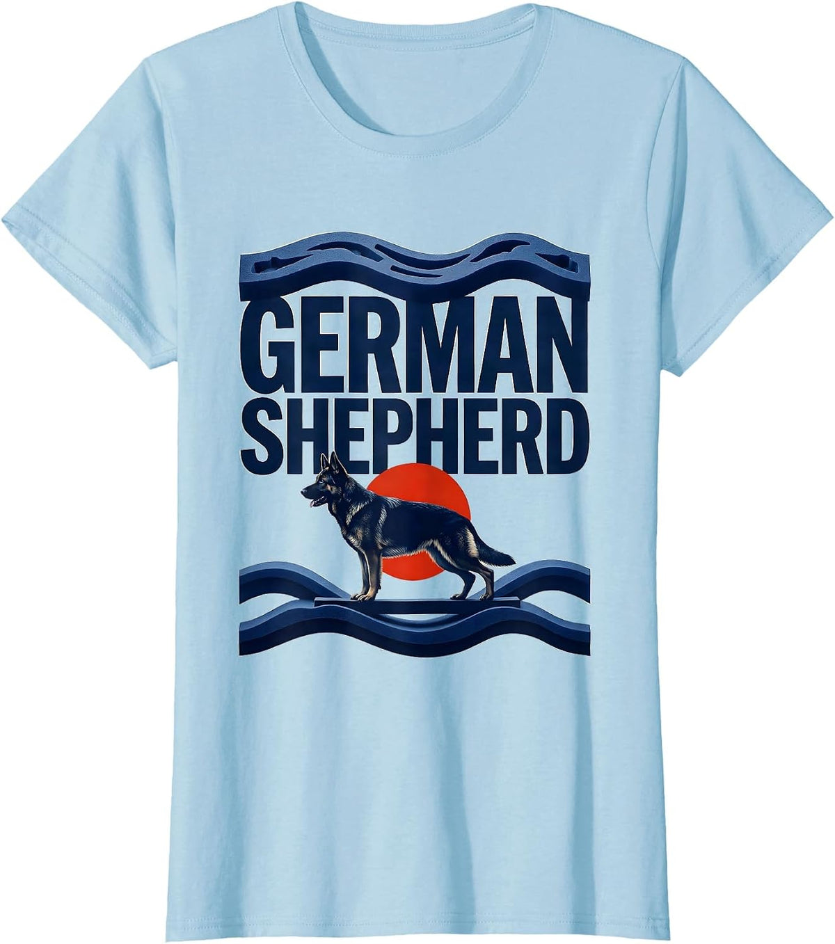 German Shepherd Funny Surf Dog Breed Owner Gift T-Shirt - Baby Blue