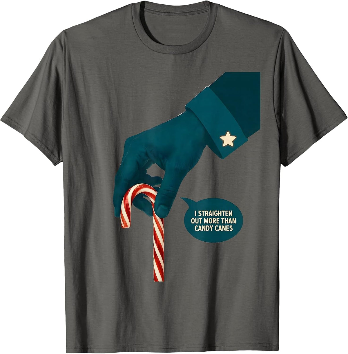 Men's I Straighten Out More Than Candy Canes Funny Chiropractor T-Shirt - Asphalt Grey
