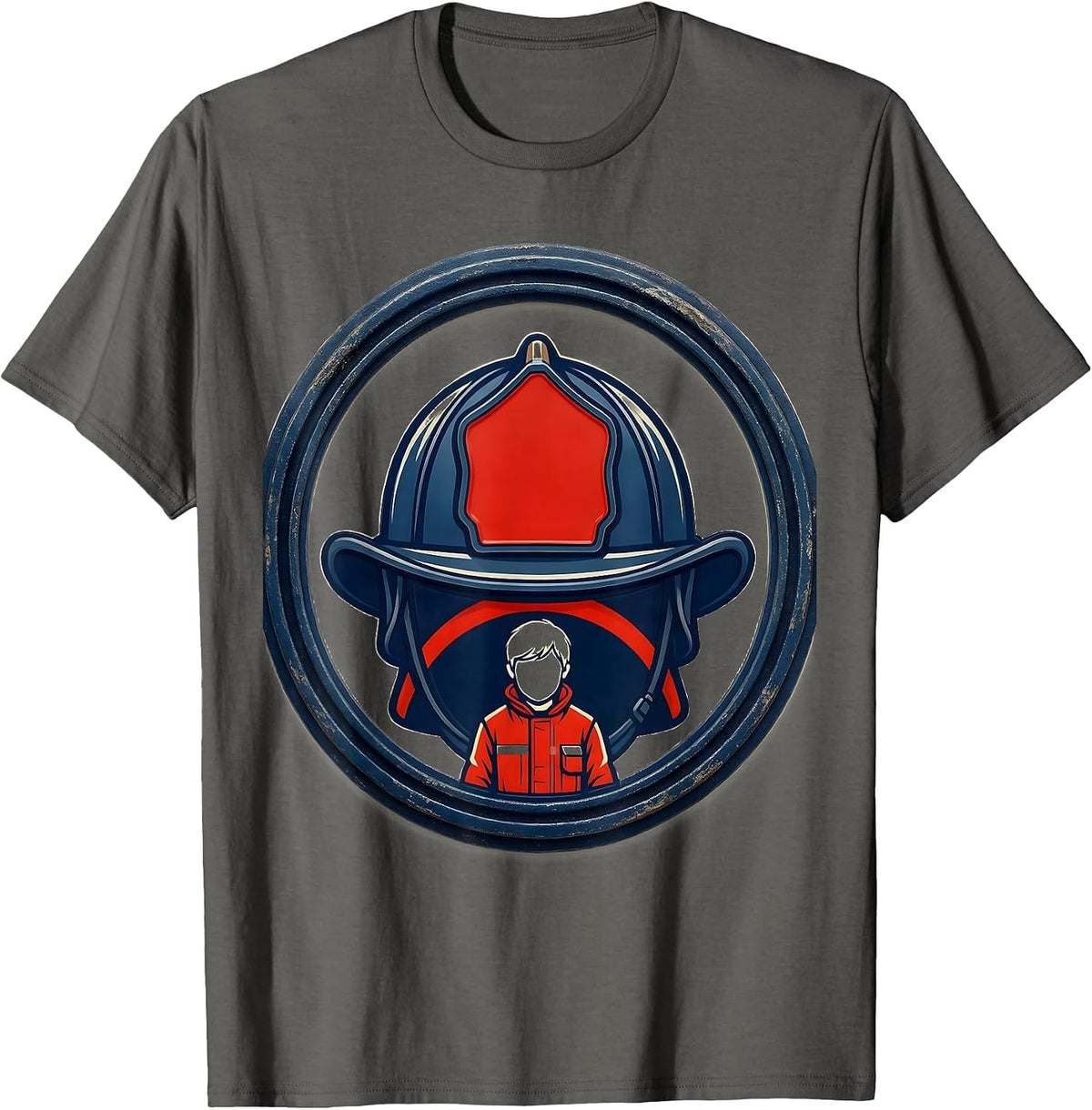 Firefighter Dad Helmet Badge Family Tribute T-Shirt - Asphalt Grey
