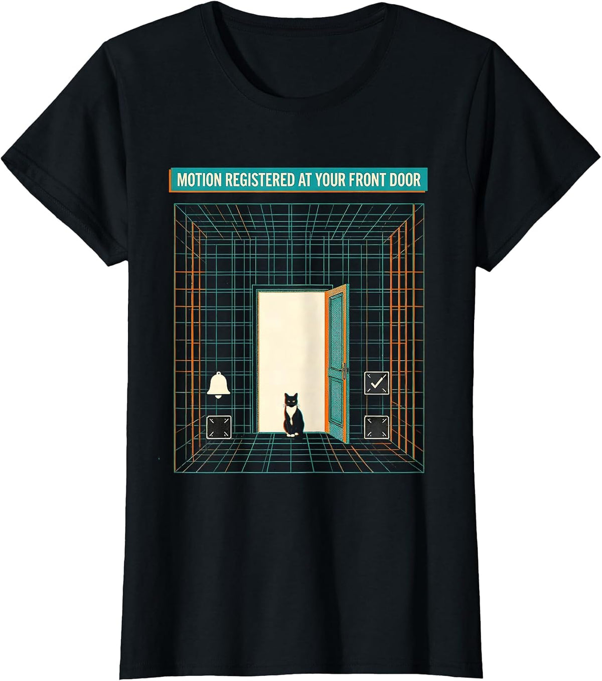Motion registered at your front door Funny Cat Motion Meme T-Shirt - Black
