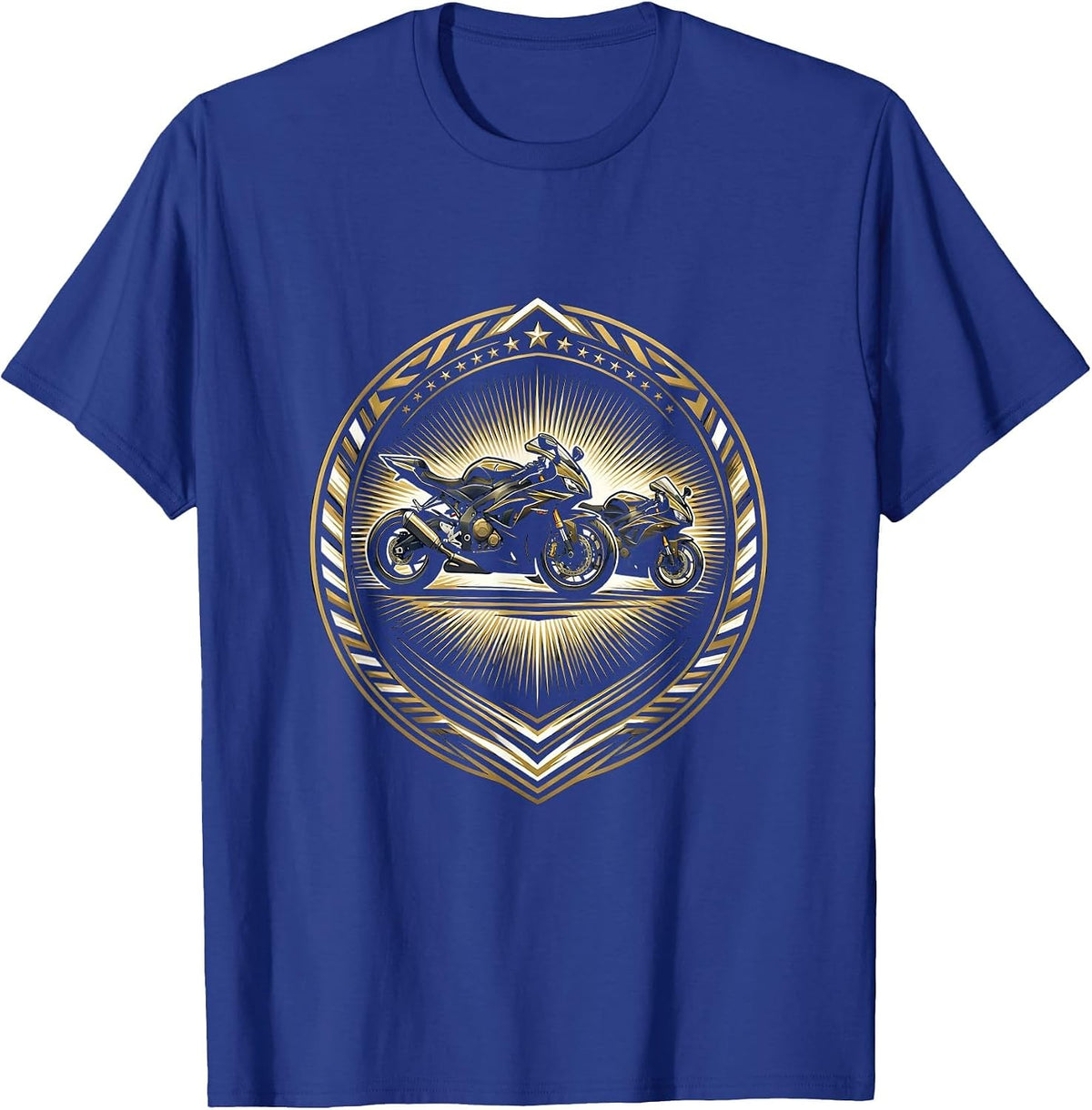 Dad and Son Matching Motorcycles Riding Duo T-Shirt - Royal Blue