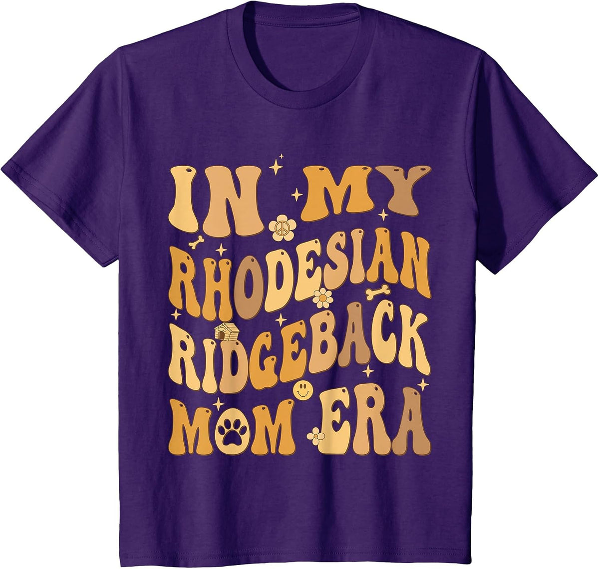 in My Rhodesian Ridgeback Mom Era Groovy T-Shirt - Purple