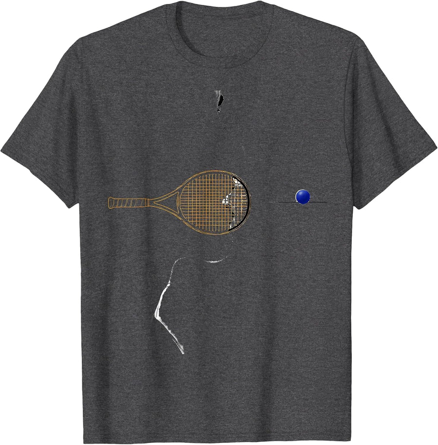 Men's Tennis Racket Head Profile Tennis Player Humor T-Shirt - Dark Heather Grey
