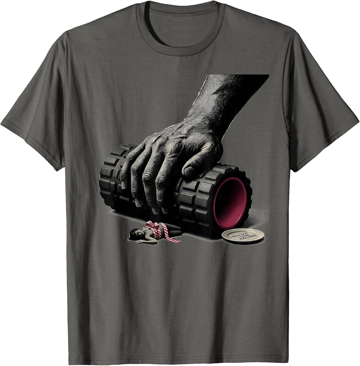 I Roll Out Your Excuses Funny Physical Therapy Christmas PT T-Shirt - Asphalt Grey