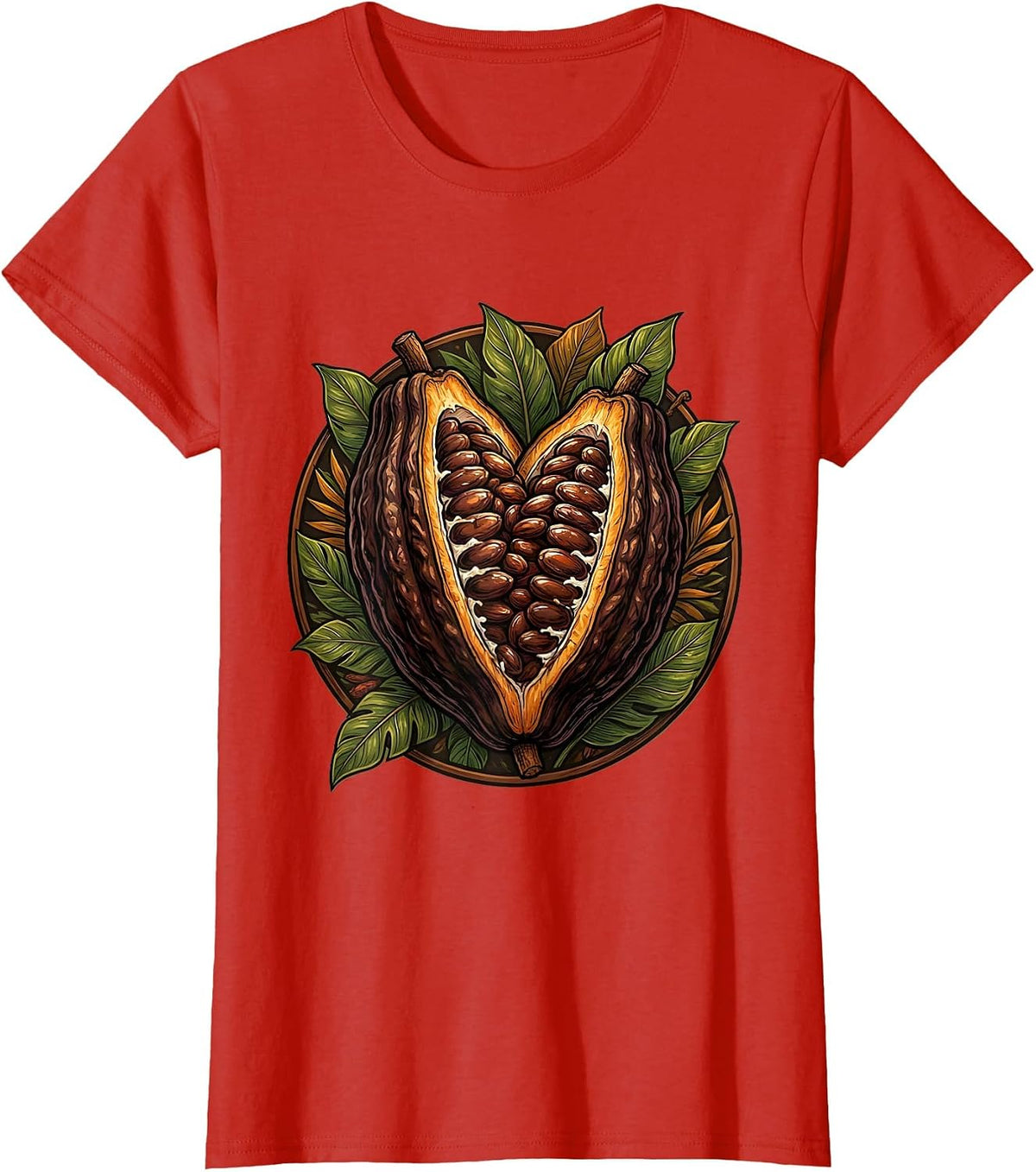 Venezuela Cacao Pod Split Open Seeds Illustration T-Shirt - Red