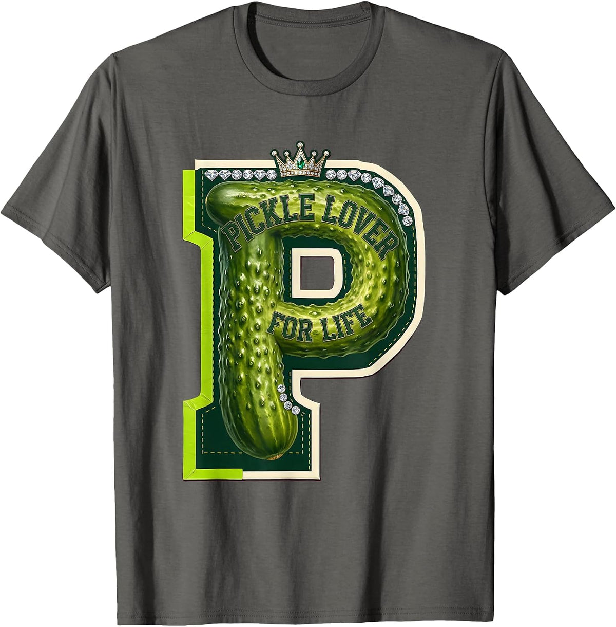 Pickle Lover For Life Funny Pickle Design T-Shirt - Asphalt Grey