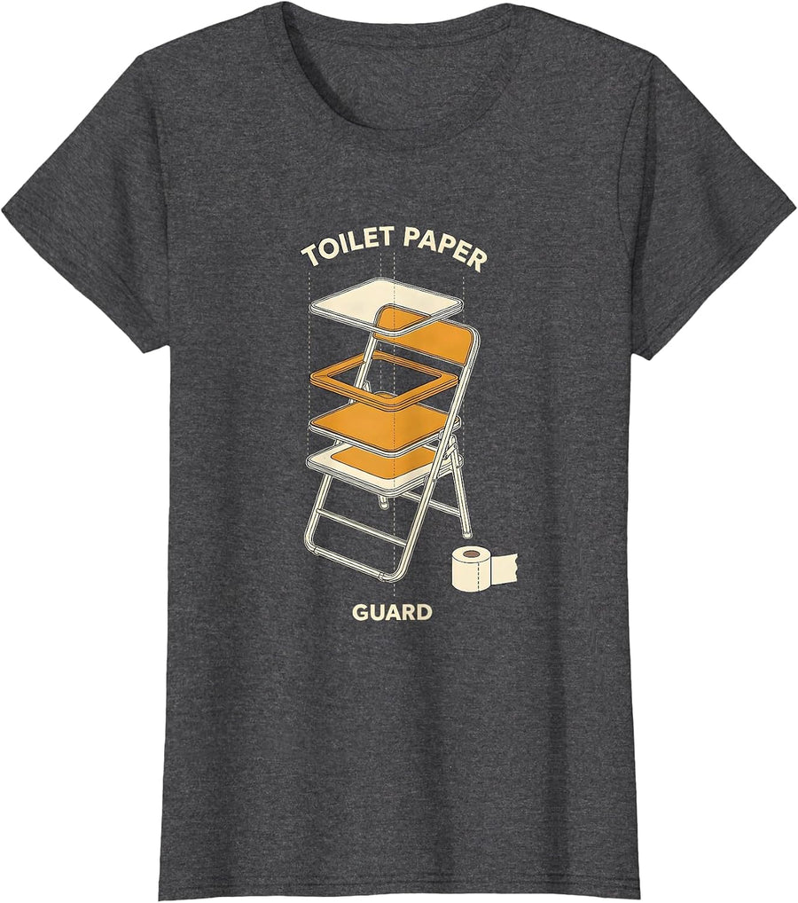Women's TOILET PAPER GUARD Funny Security Guard Costume Halloween T-Shirt - Dark Heather Grey