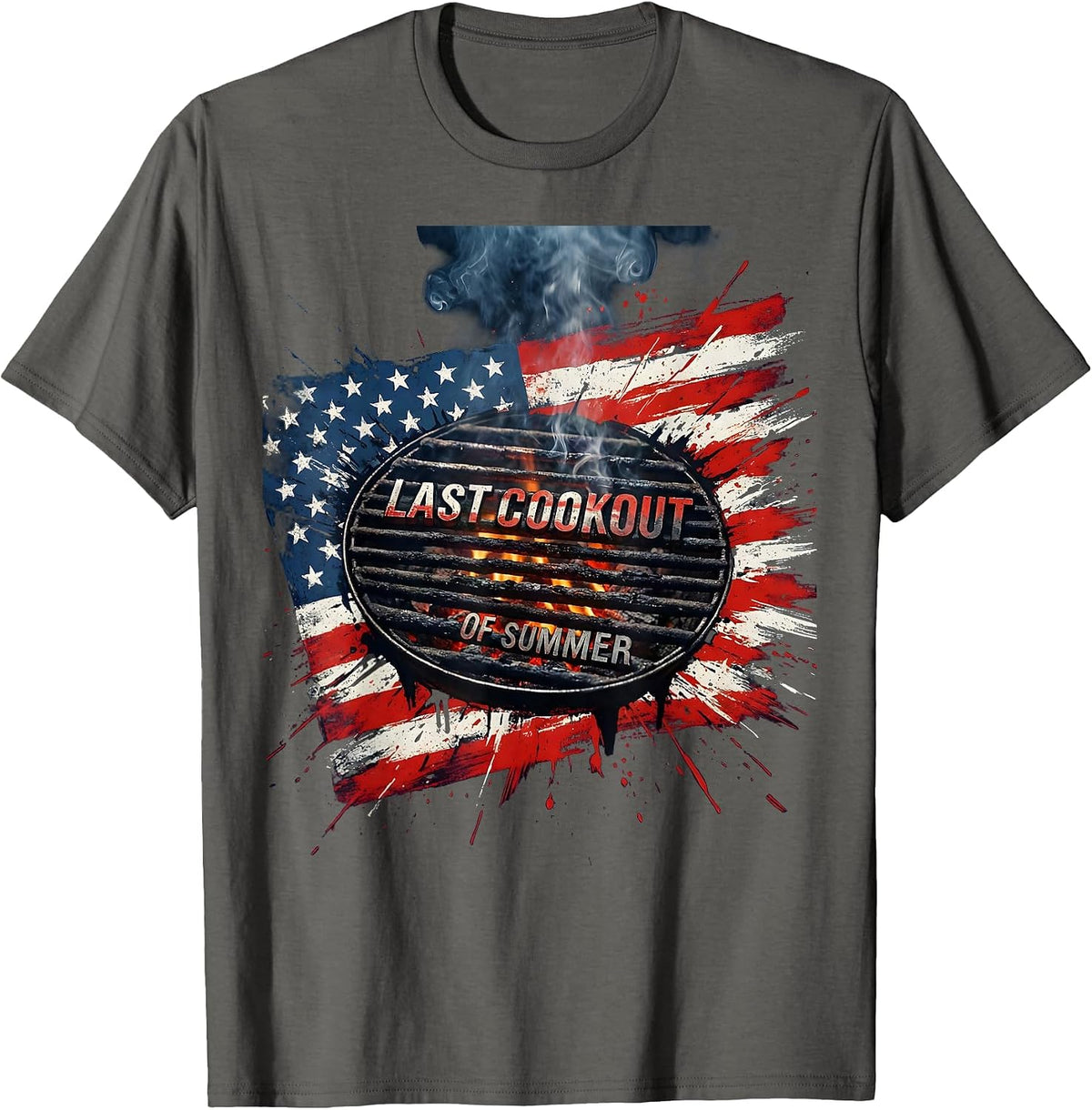 Last Cookout of Summer Labor Day Design T-Shirt - Asphalt Grey