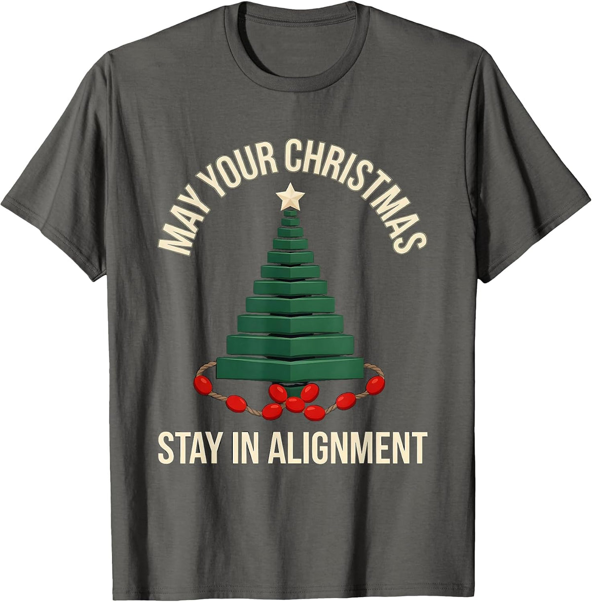 May Your Christmas Stay In Alignment Funny Chiropractor T-Shirt - Asphalt Grey