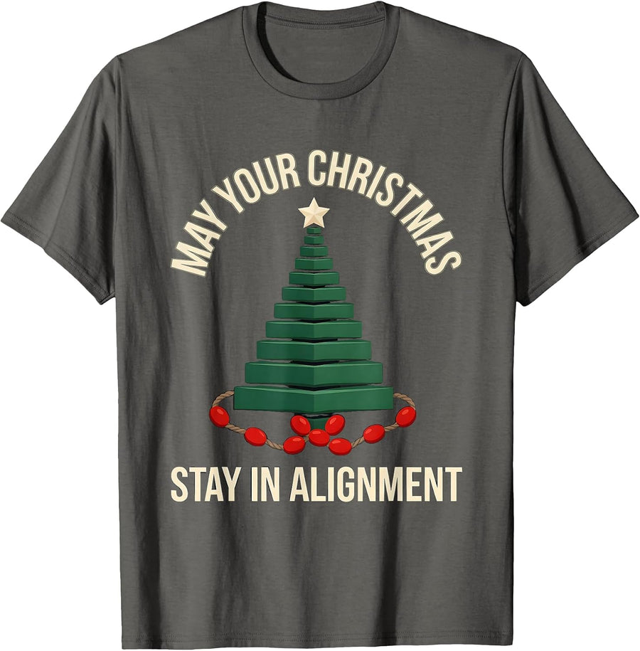 May Your Christmas Stay In Alignment Funny Chiropractor T-Shirt - Asphalt Grey
