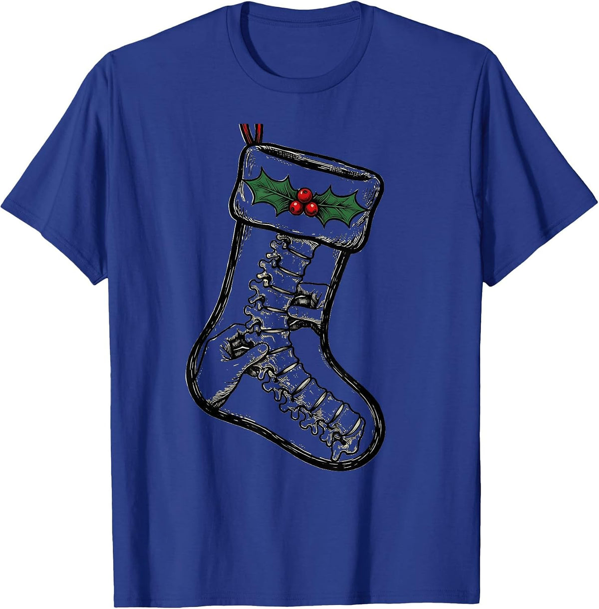 Men's Chiropractor Spine Christmas Stocking Holiday Humor T-Shirt - Royal Blue