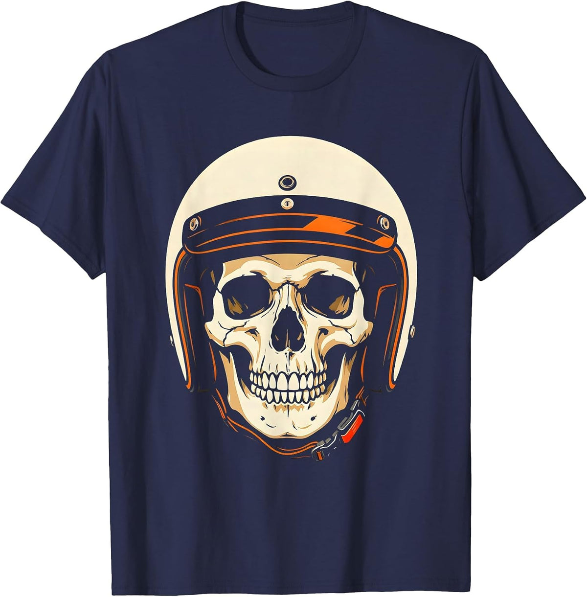 Men's Skull in Vintage Motorcycle Helmet Graphic T-Shirt - Navy Blue
