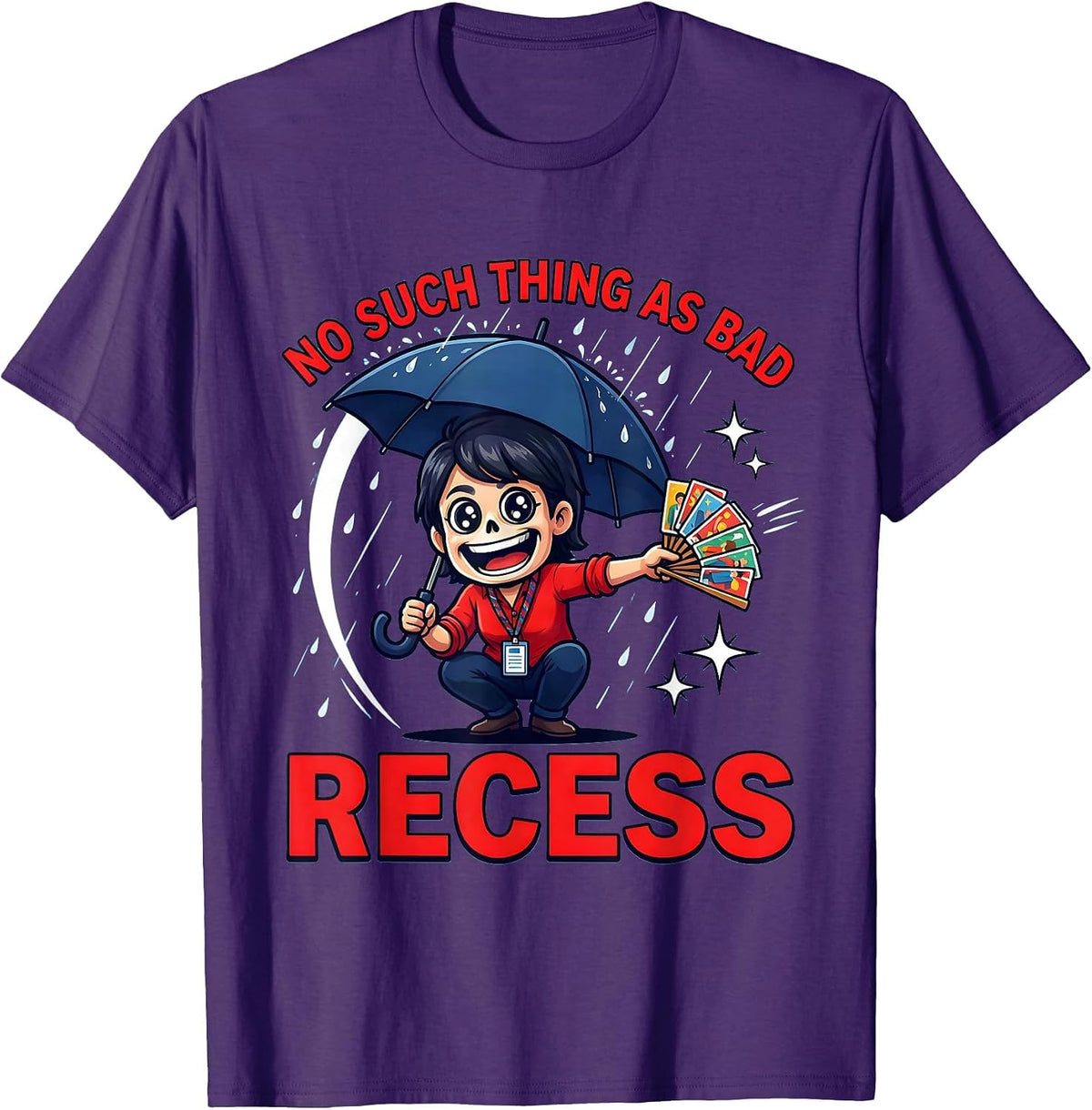 Men's NO SUCH THING AS BAD RECESS Funny Teacher School Staff Gift T-Shirt - Purple