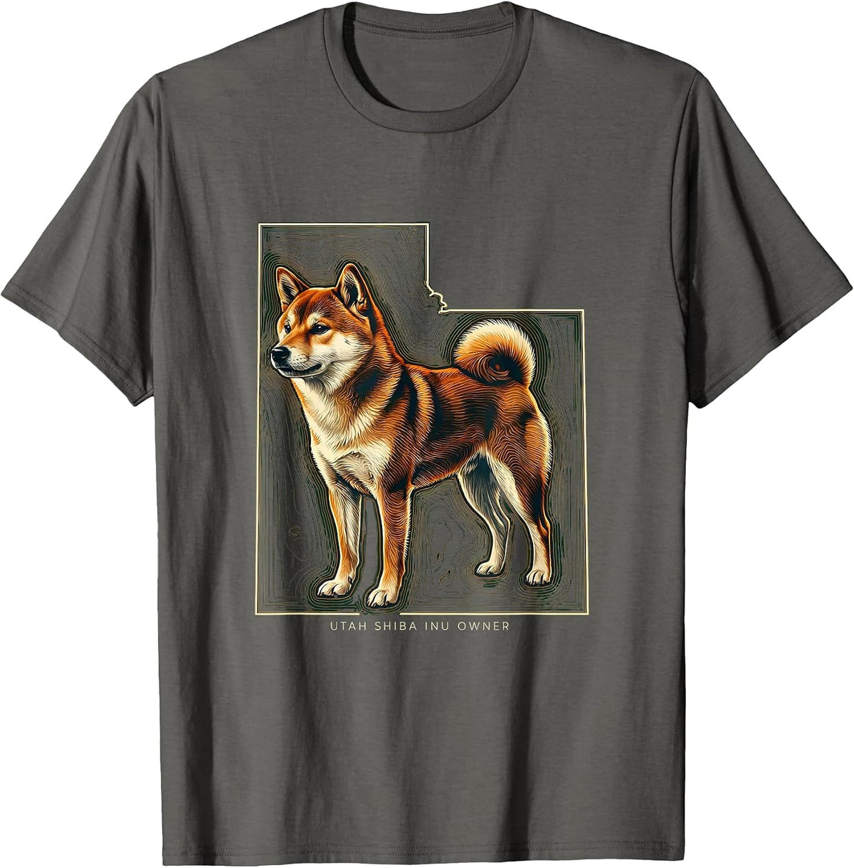 Utah Shiba Inu Owner Topographic Contour Dog Lover Gift T-Shirt - Asphalt Grey