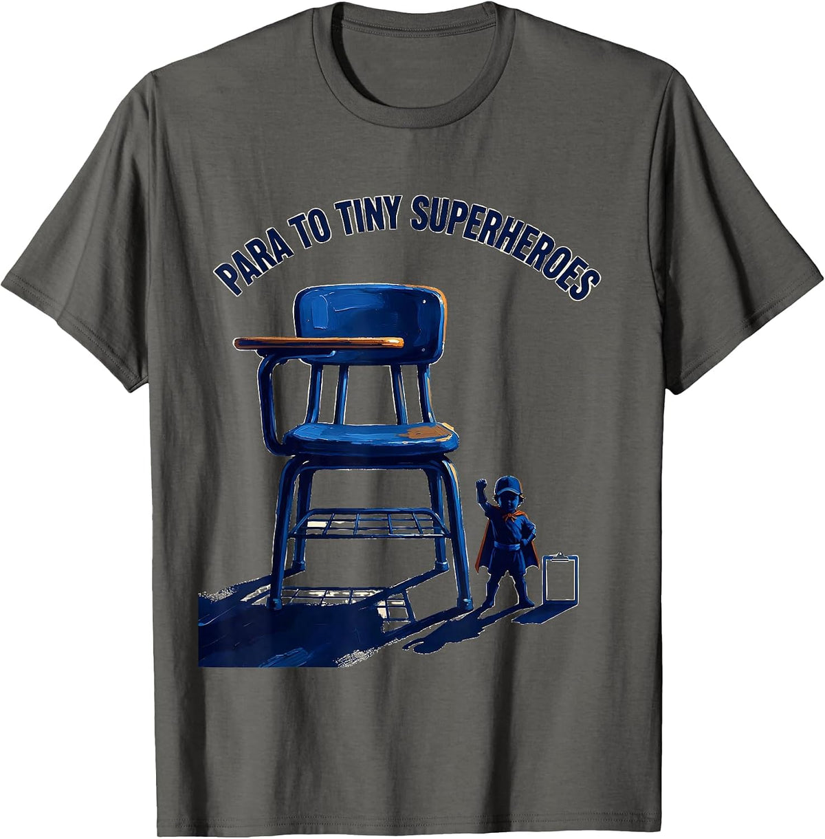 Men's Para To Tiny Superheroes Funny Teacher Superhero Identity T-Shirt - Asphalt Grey