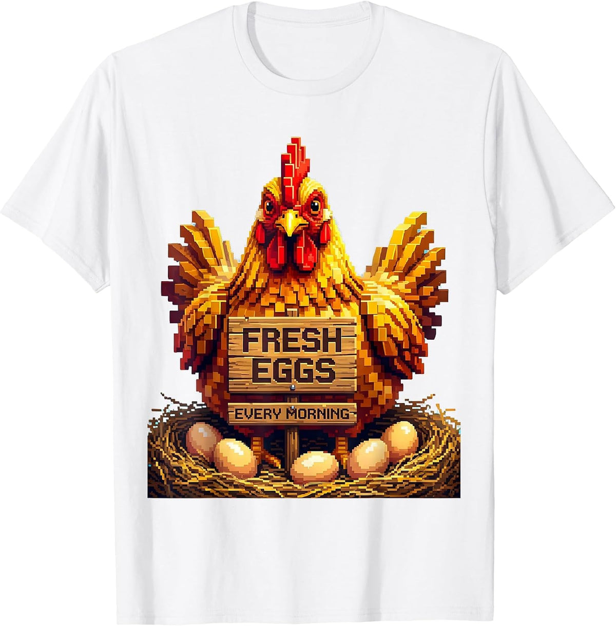 Men's Fresh Eggs Every Morning Chicken Farm Design T-Shirt - White