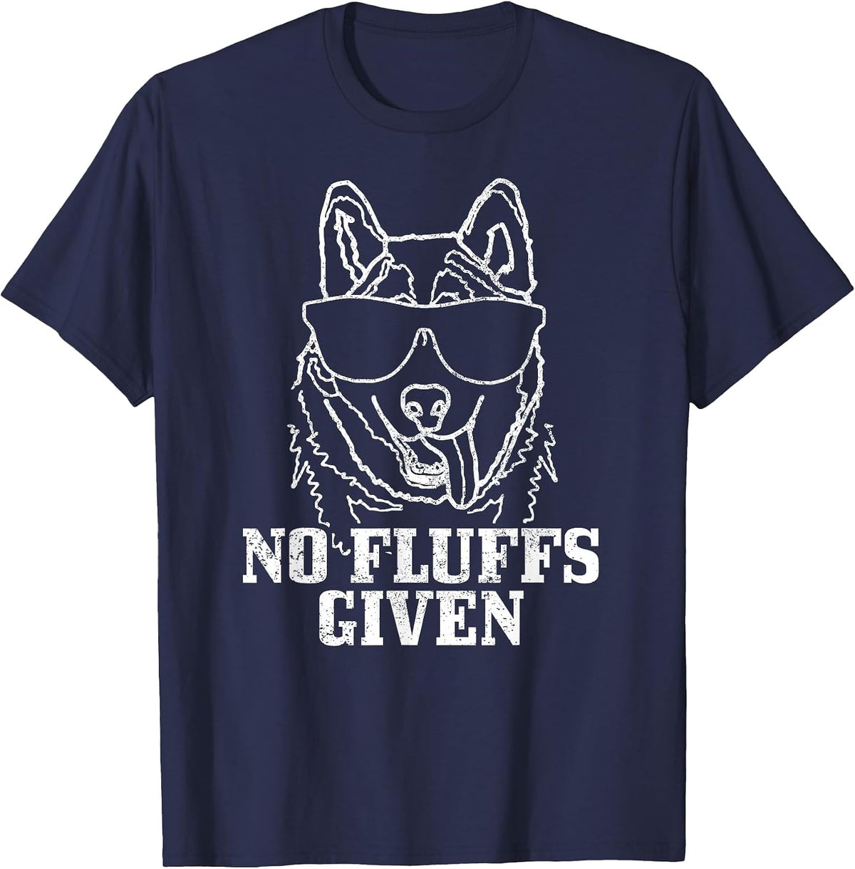 No Fluffs Given German Shepherd Akita Dog Mom Dad Funny T-Shirt - Navy Blue