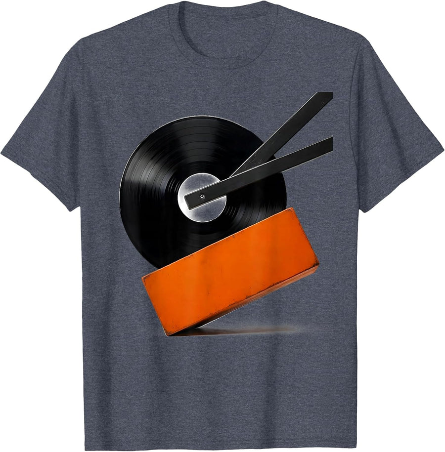 Vinyl Record Spindle Certified Turntable Enthusiast T-Shirt - Heather Blue