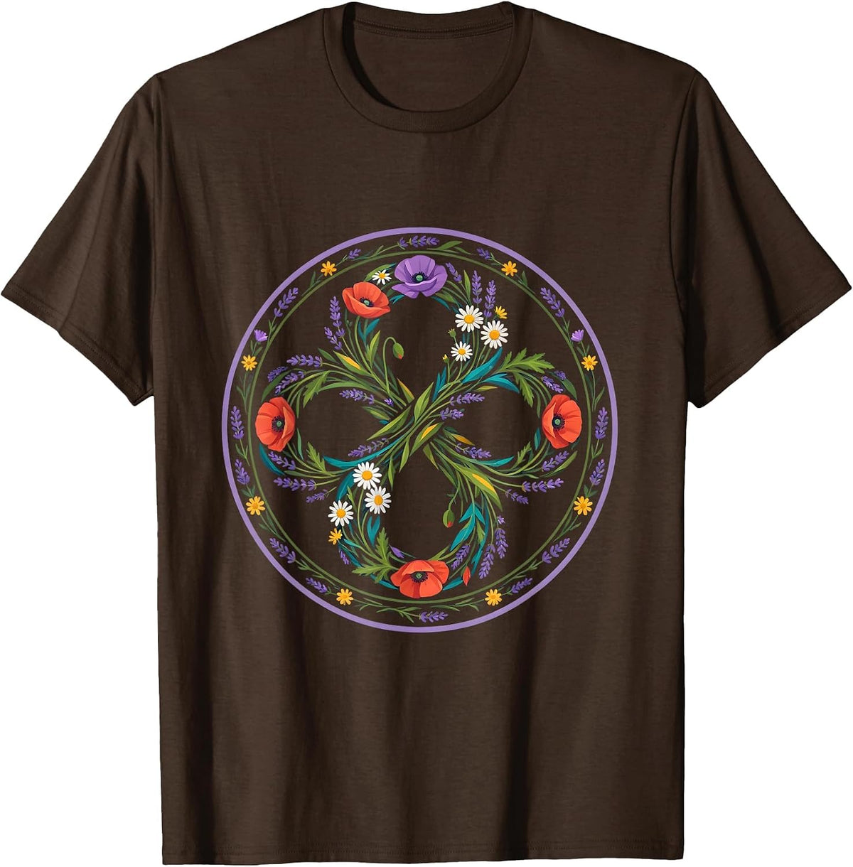 Autism Awareness Wildflower Infinity Symbol T-Shirt - Brown