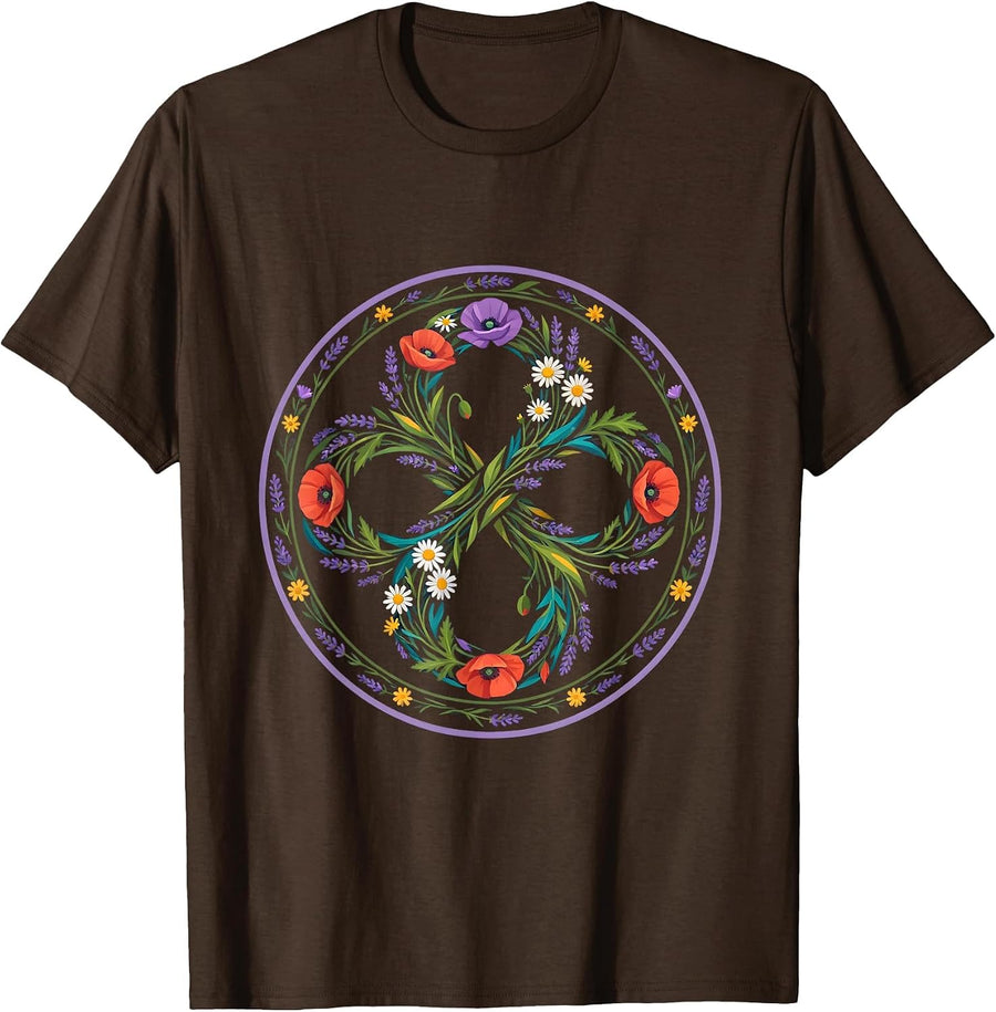 Autism Awareness Wildflower Infinity Symbol T-Shirt - Brown