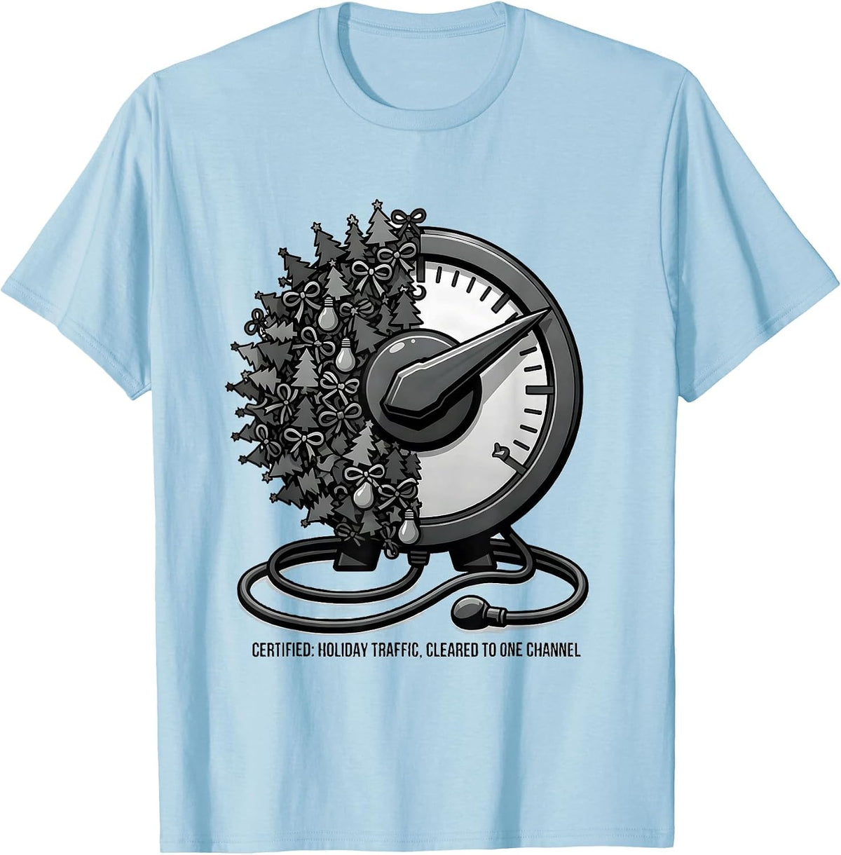 Men's Certified: Holiday Traffic, Cleared To One Channel Funny T-Shirt - Baby Blue