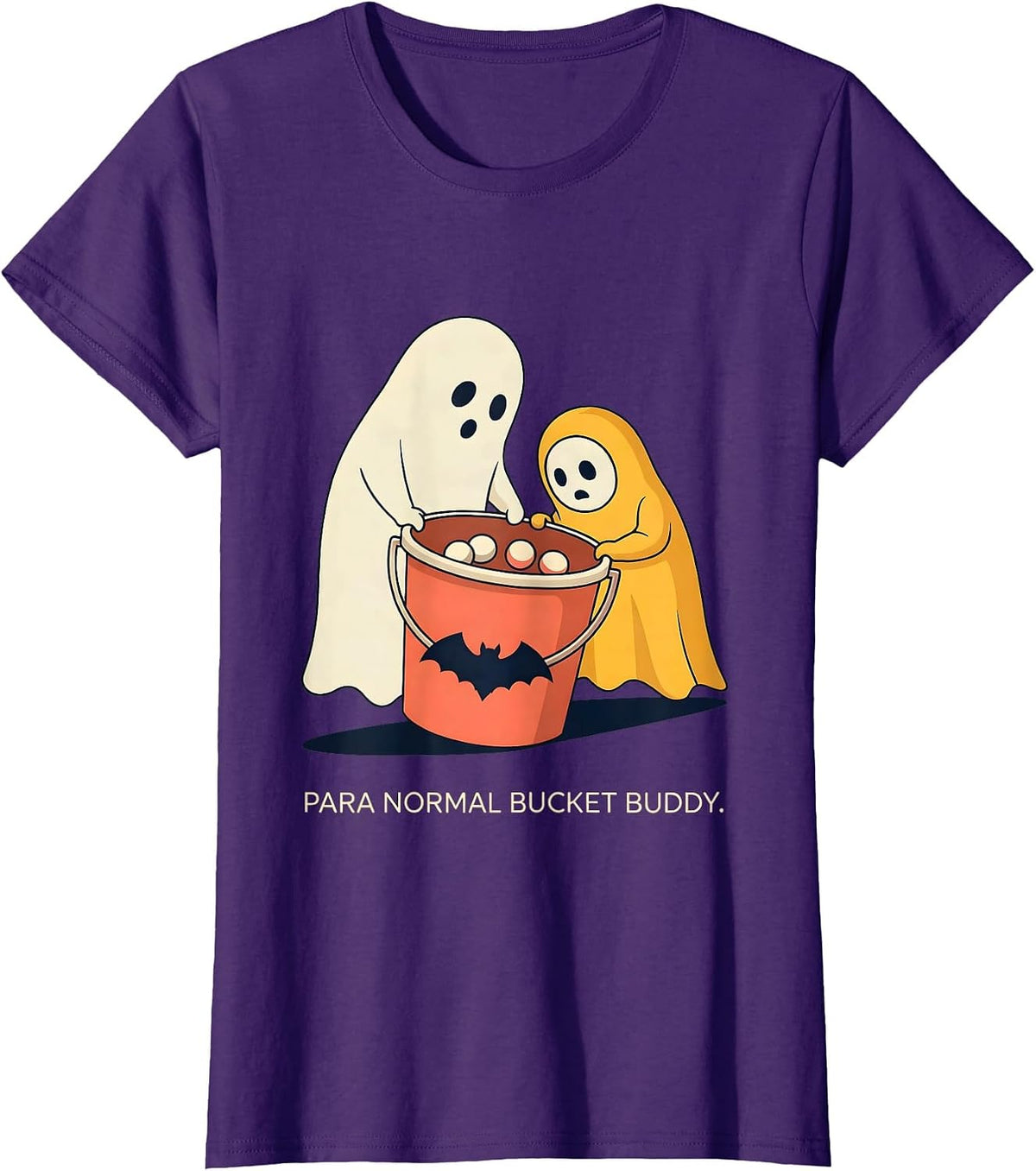 Women's Para Normal Bucket Buddy Funny Para Teacher Ghost Halloween T-Shirt - Purple