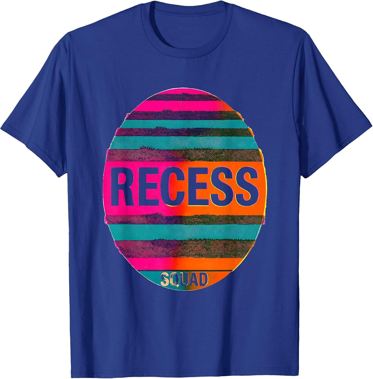 Recess Squad Risograph Back To School Staff Appreciation T-Shirt - Royal Blue